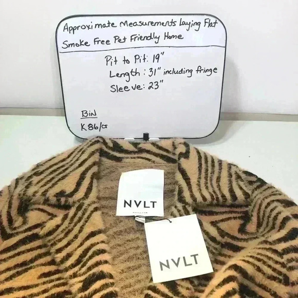 NVLT Women Tiger Pattern Rust/ Black Coat Jacket Button Closure Size Medium NWT - Picture 15 of 15
